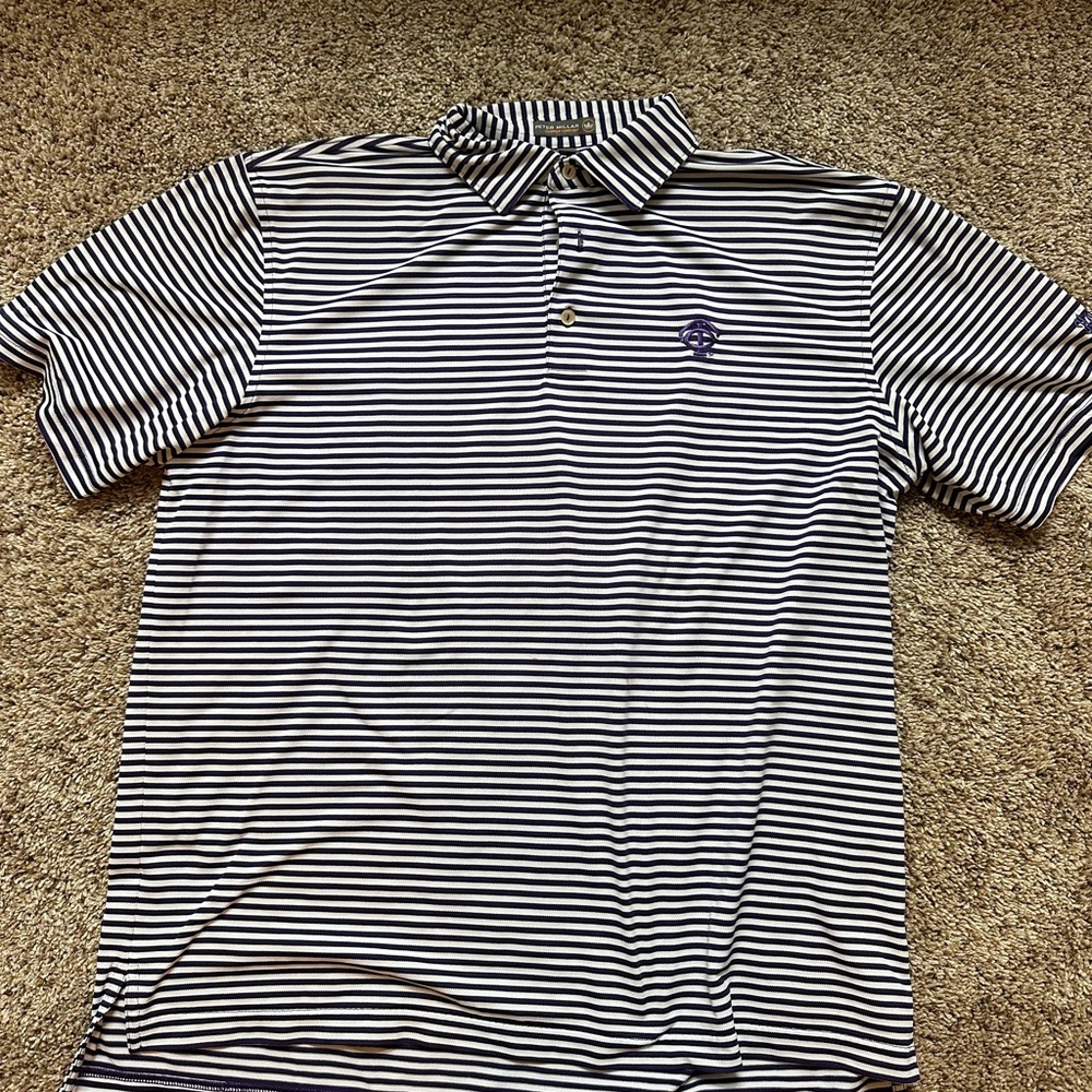 Peter Millar Black and White Striped Polo Shirt